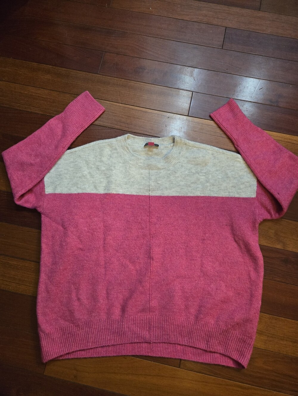 Vince Camuto Paradox Pink Colorblock Crewneck Sweater Small